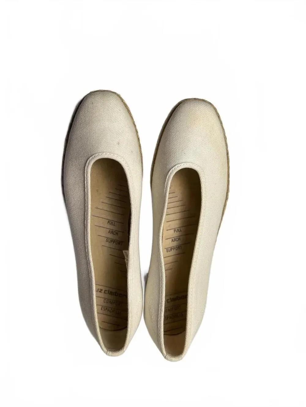 Liz Claiborne Women's Canvas Espadrille Flats Size 8 Cream